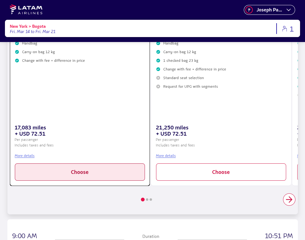 Click on Choose the LIGHT fare and continue