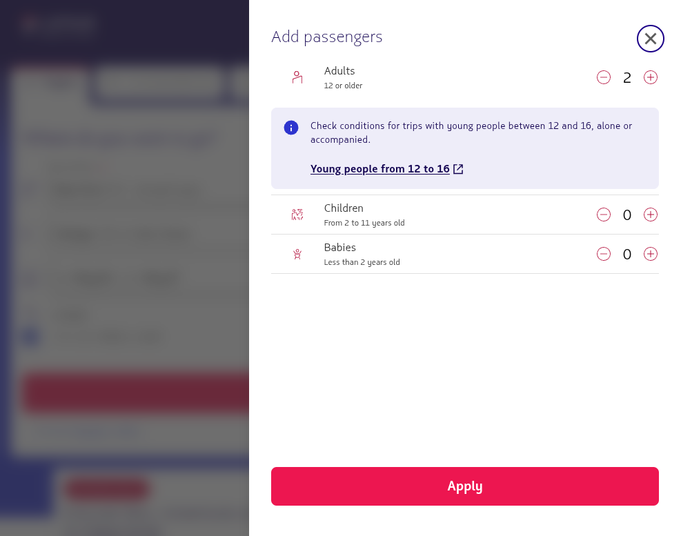 Click on Confirm passenger selection.
