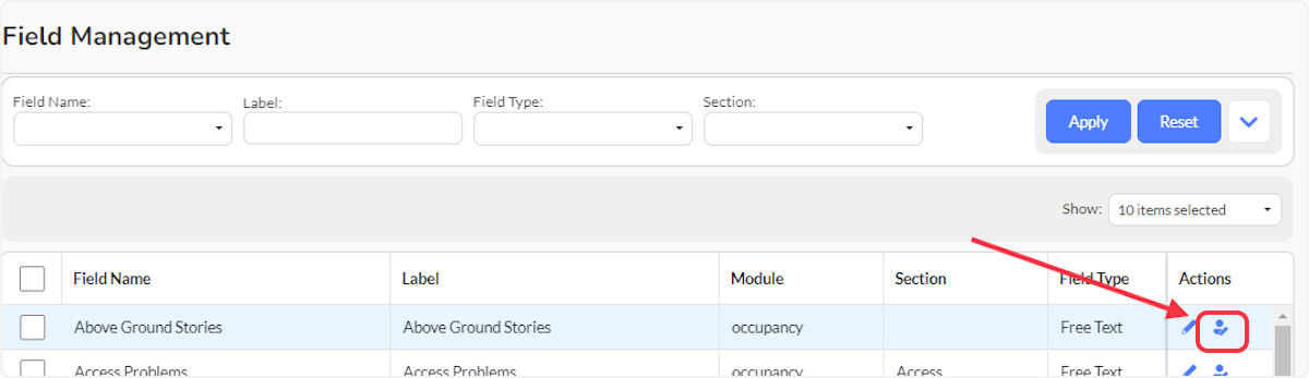 Click on Edit Roles Permissions to set permissions and requirements for data entry by Role.