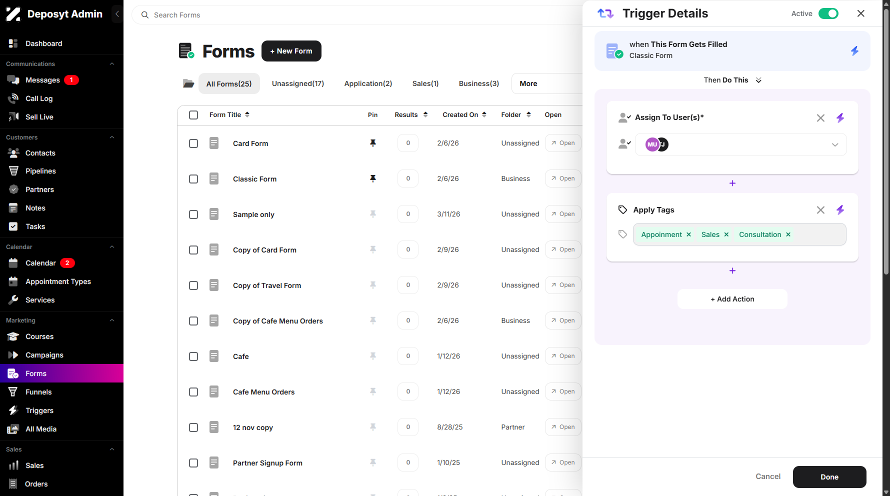 Step 5: You can add multiple actions as needed.
