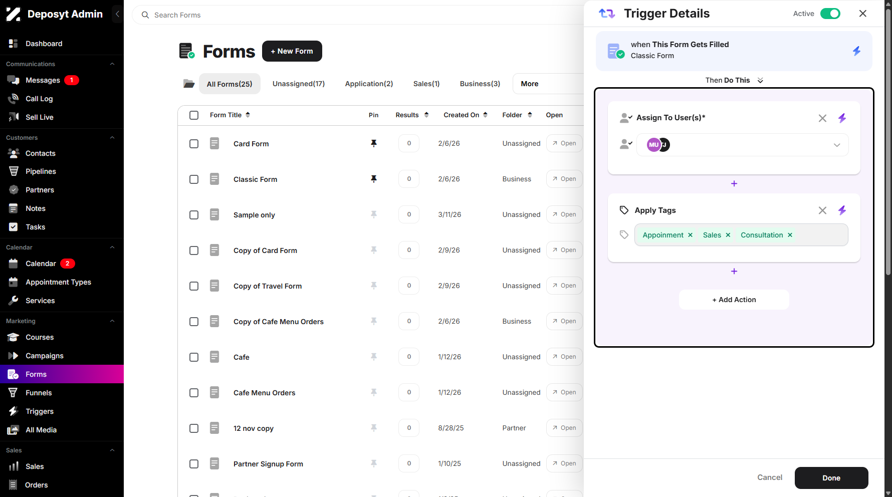 Step 5: You can add multiple actions as needed.
