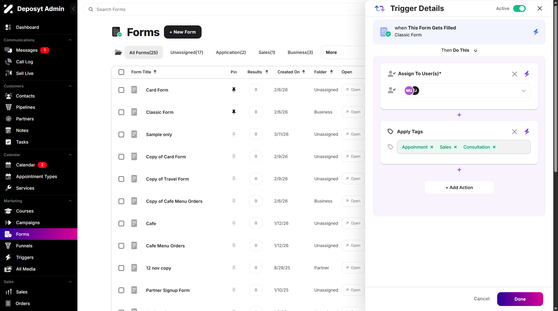 Step 6: Once you’ve finished configuring your trigger, click Done to save and apply your changes.