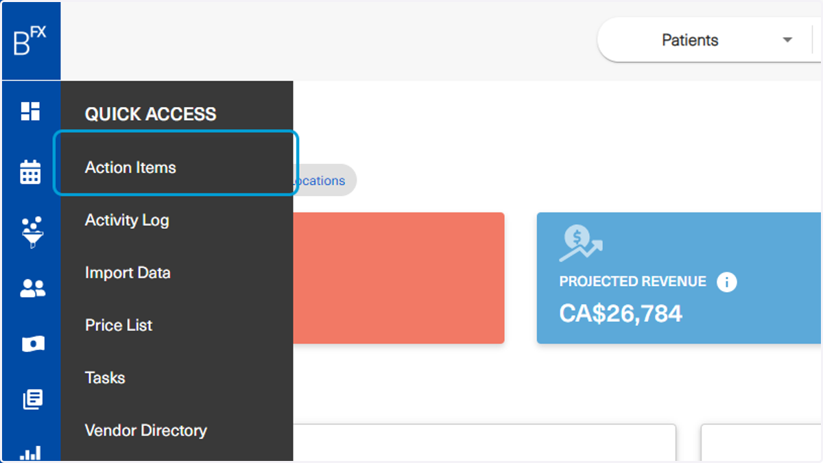 Click on Action Items