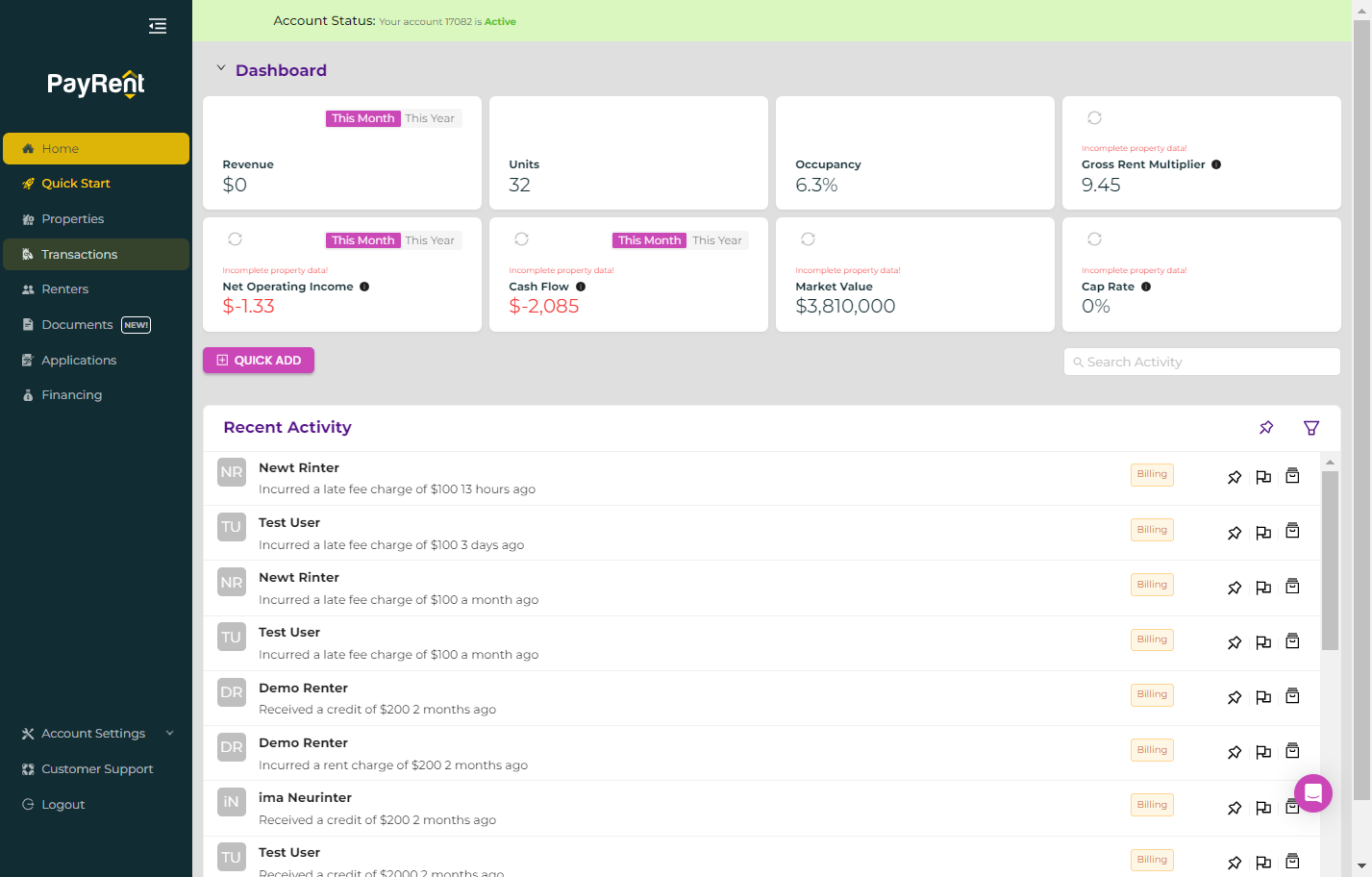 Click on Transactions