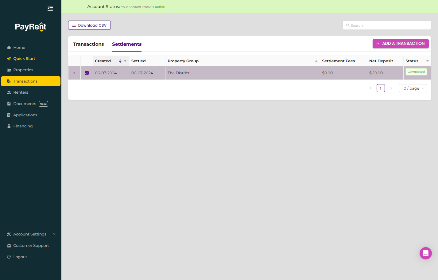 Click on Download CSV