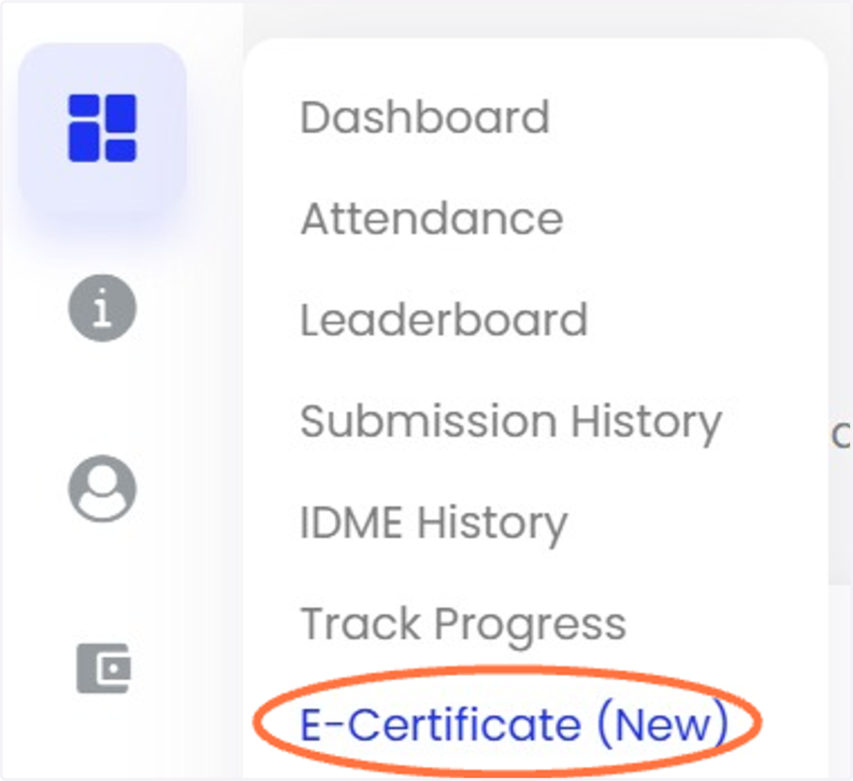 Klik 'E-Certificate'.