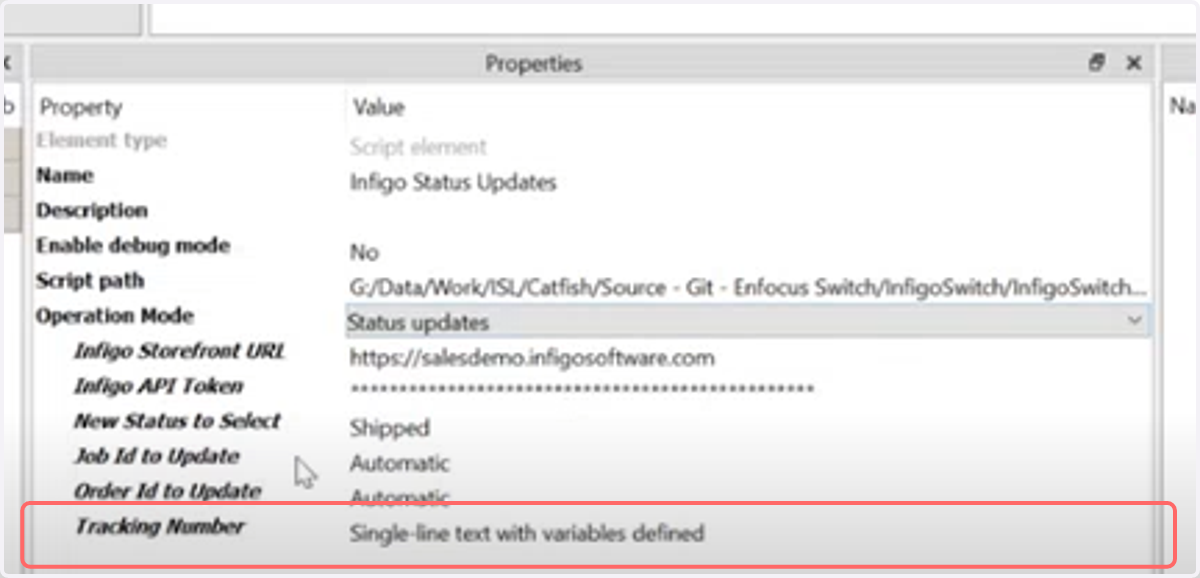 Inject tracking number