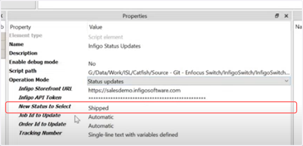 Select the range of job statuses to be updated.