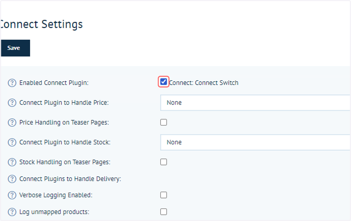 Enable the Connect: Switch plugin and save
