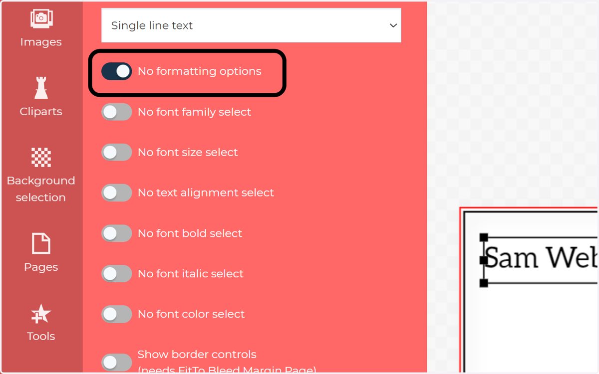Check No formatting options