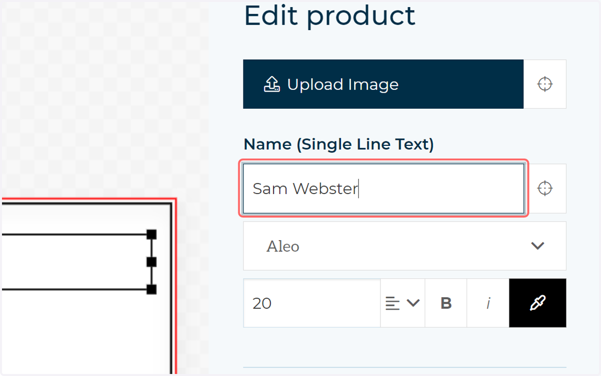 Your text field on the form is ready to go. Input some text and it will also be placed on the canvas