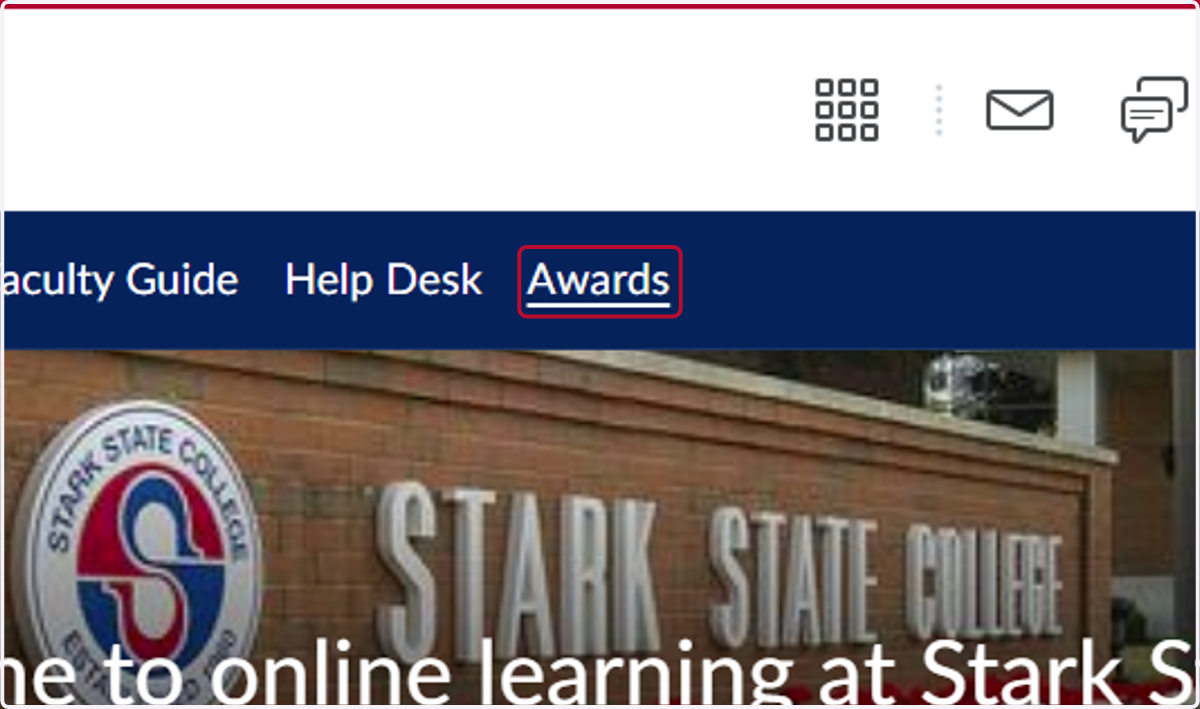 Click on Awards link in the menu bar.