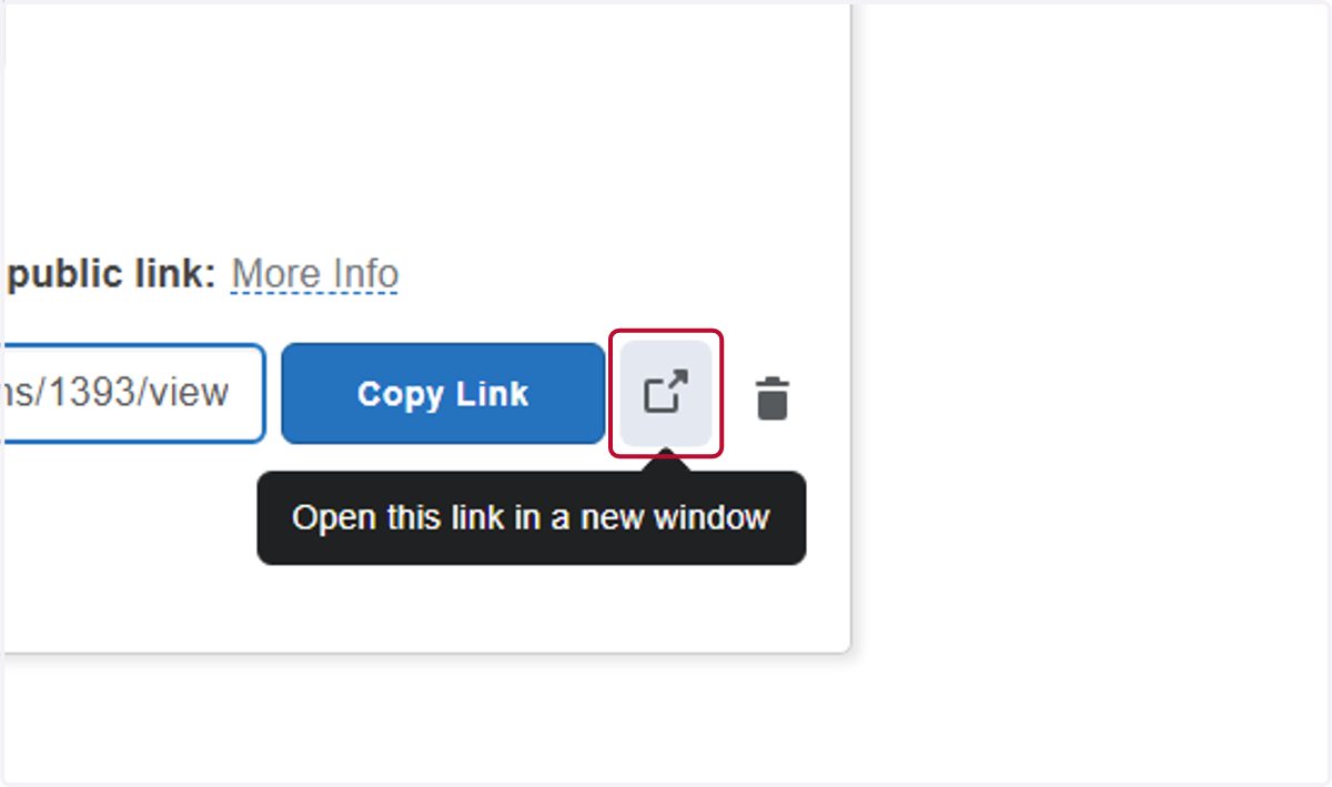 You can either click the Copy Link button, or click on Open this link in a new window