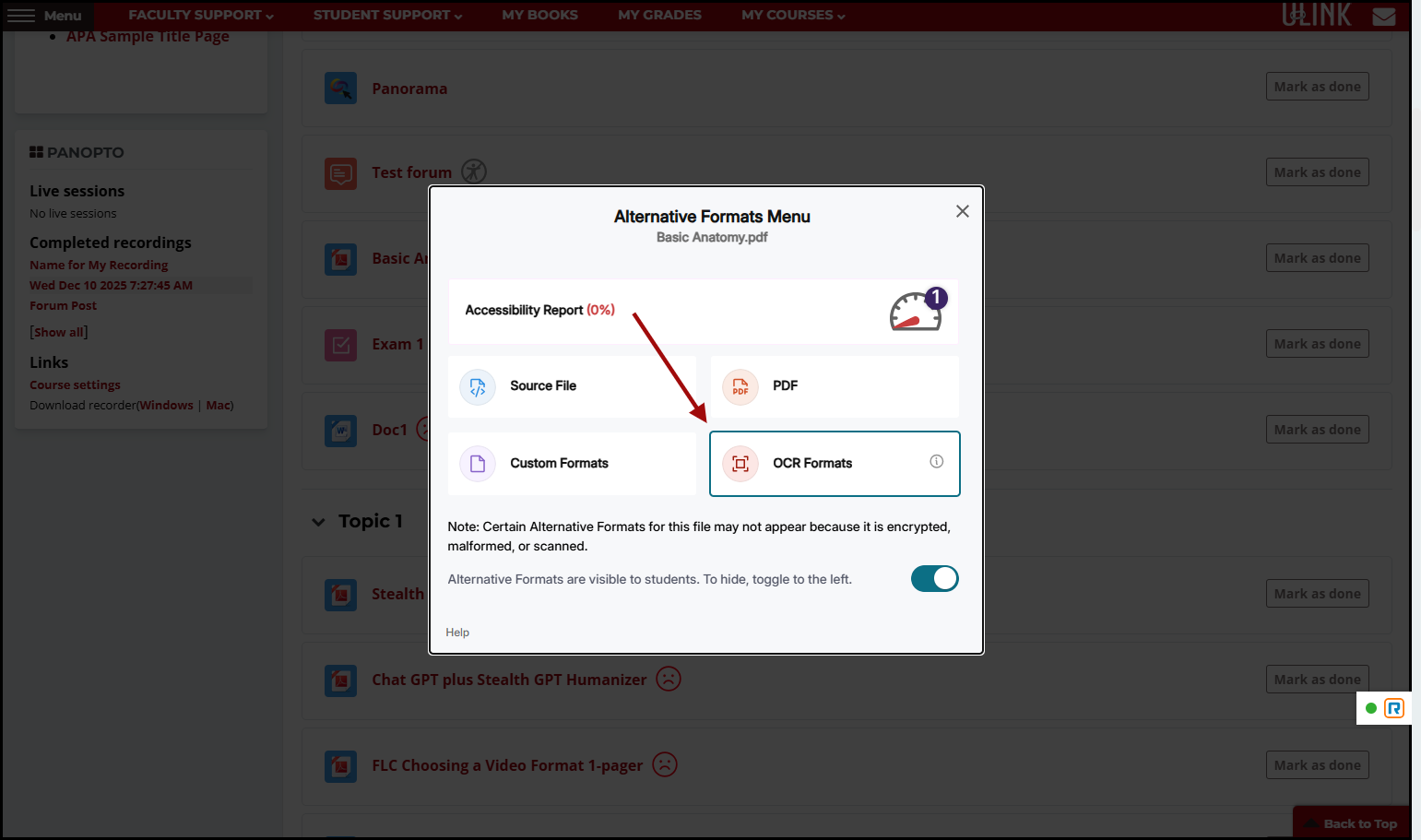 Click on Open OCR Formats