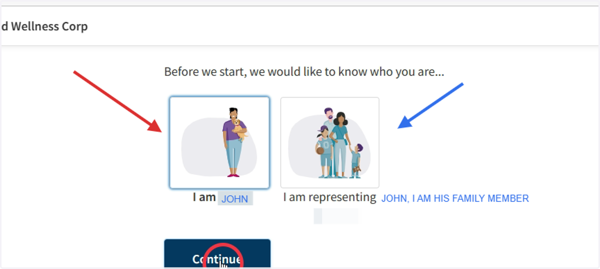 But before you start, we want to verify who you are. Pick an option.