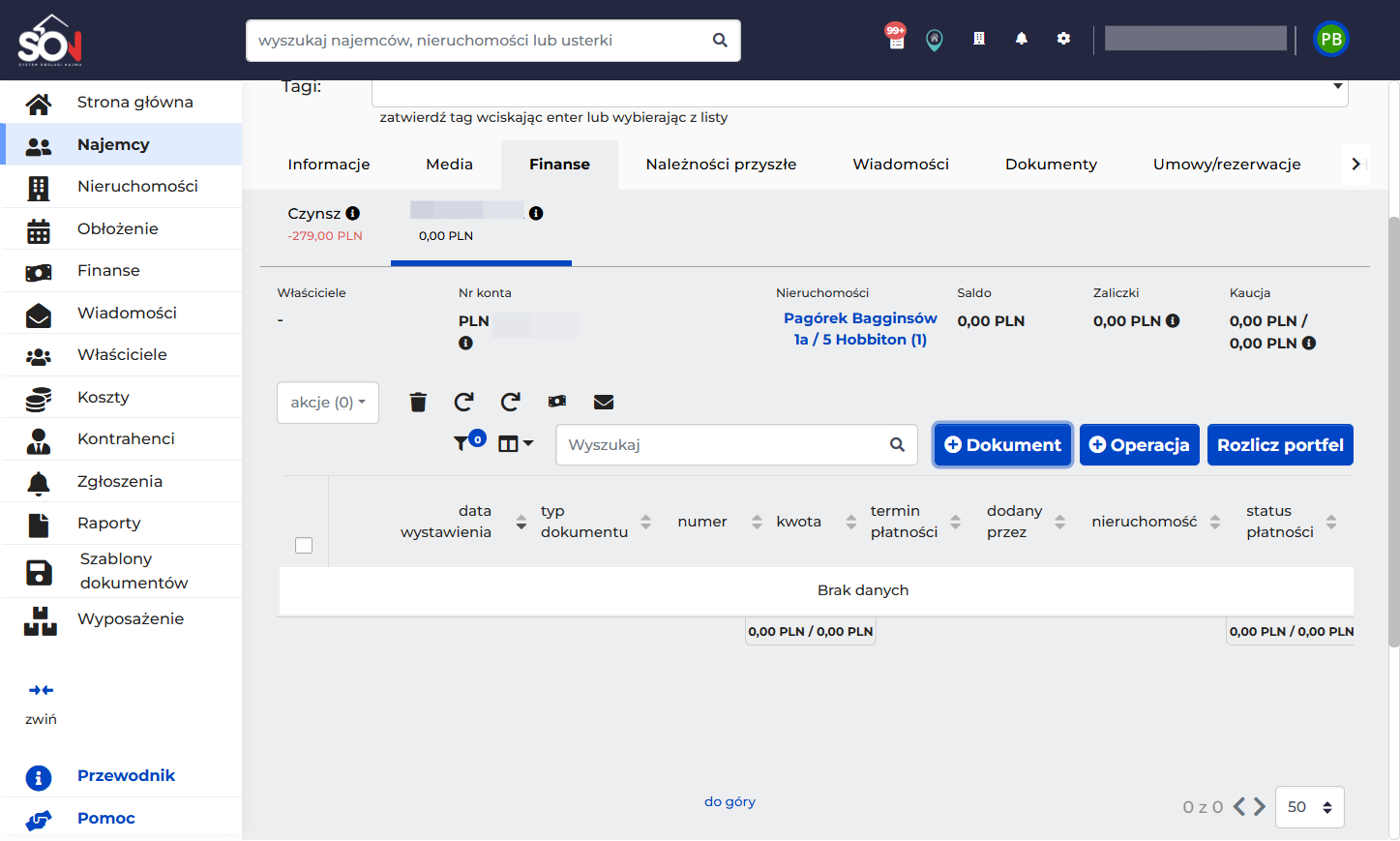 Przejdź do zakładki +Operacja