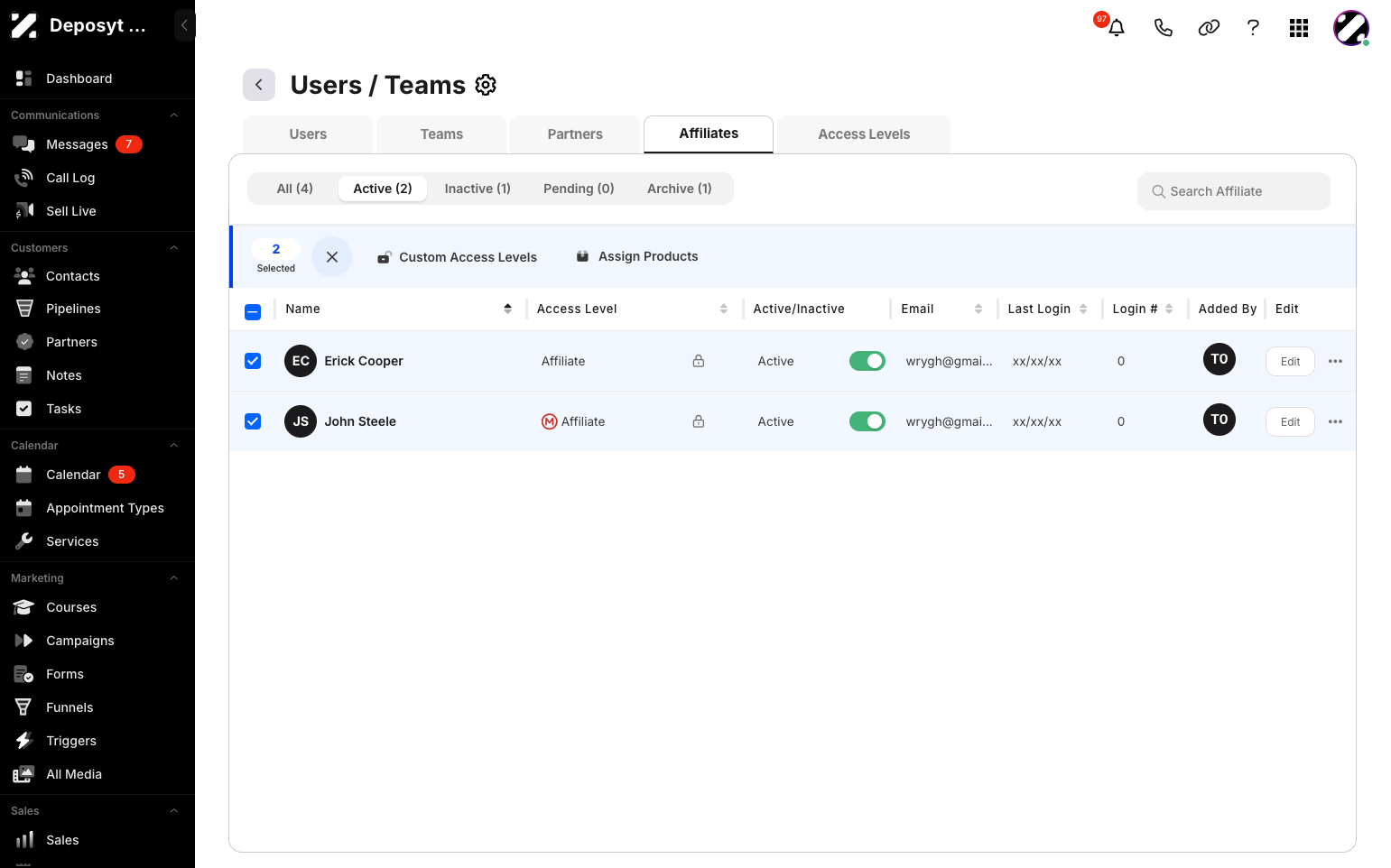 Step 5: Select multiple users.