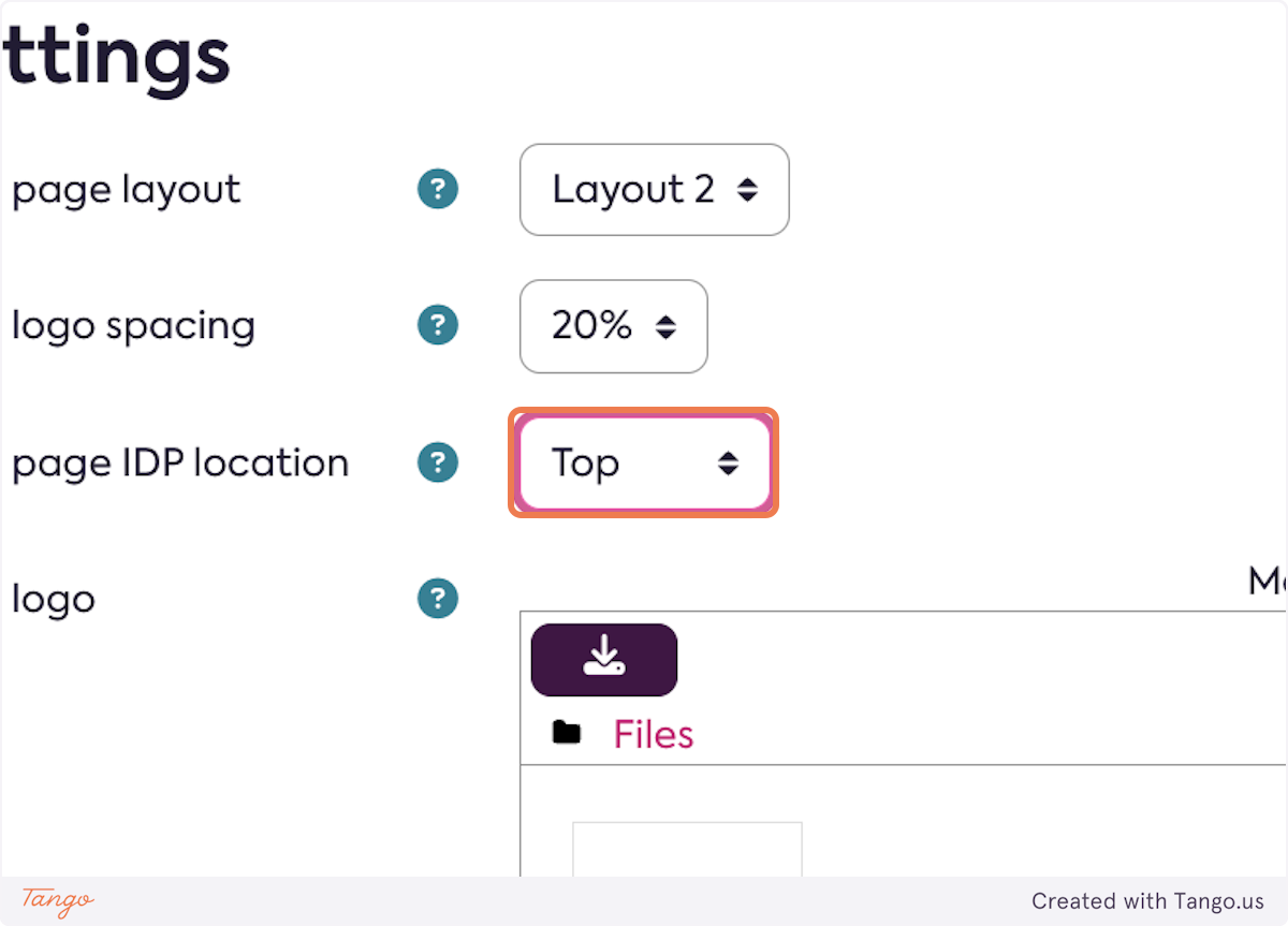 Select Top from Login page IDP location