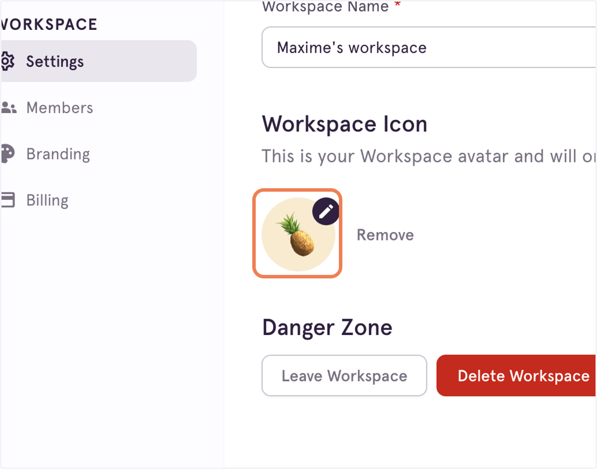 Customize your Workspace Icon