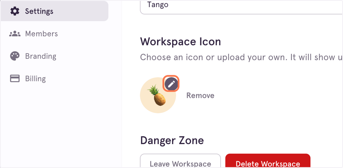 Click on Update Workspace icon