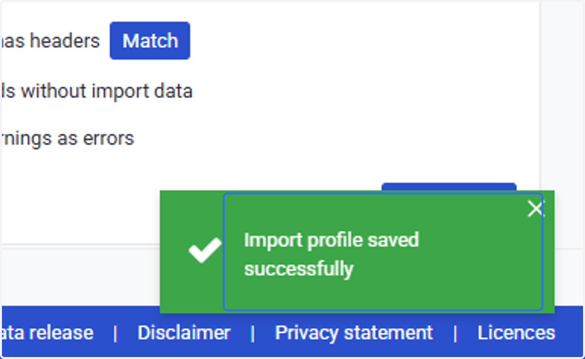 A confirmation message will show once the profile is updated