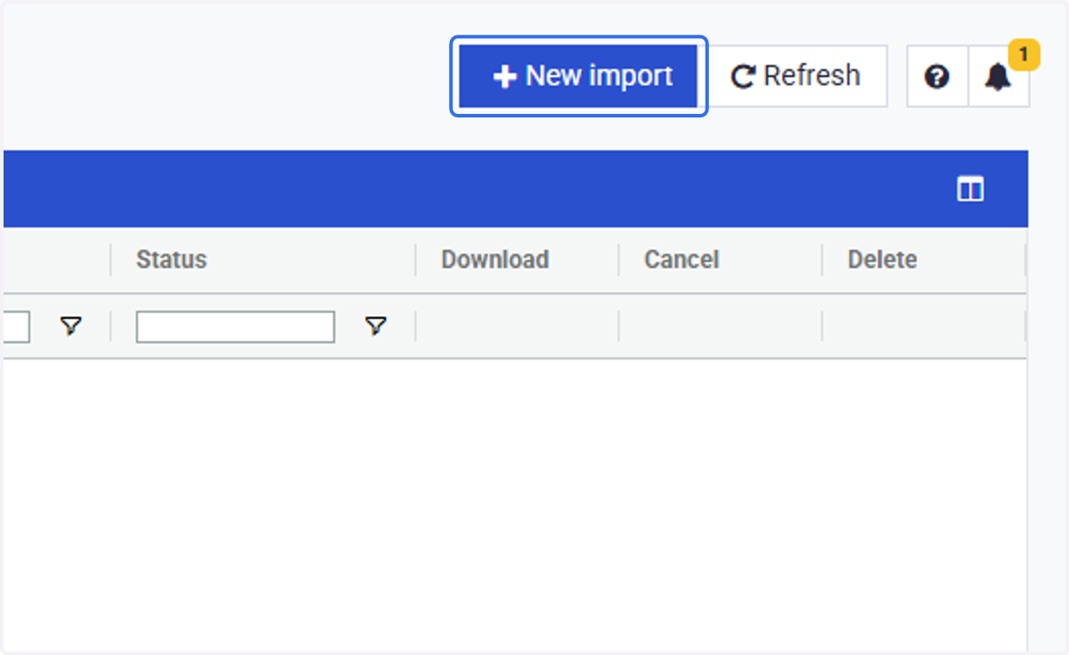 Click on New import