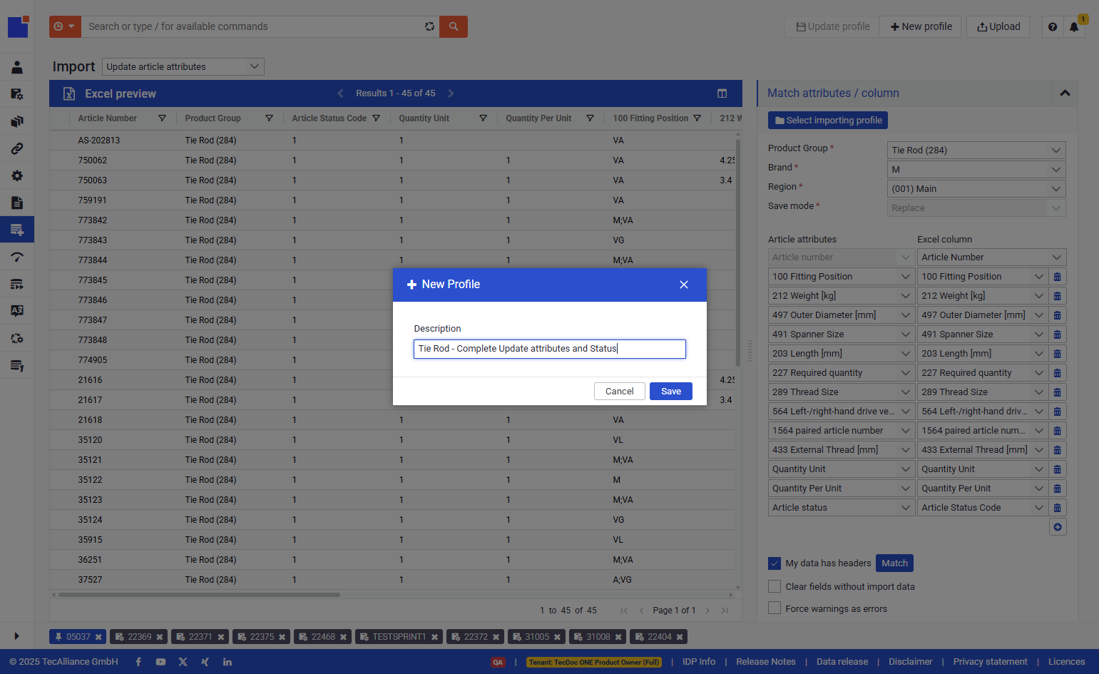 Provide a name which will help you to identify the import configuration behind the profile