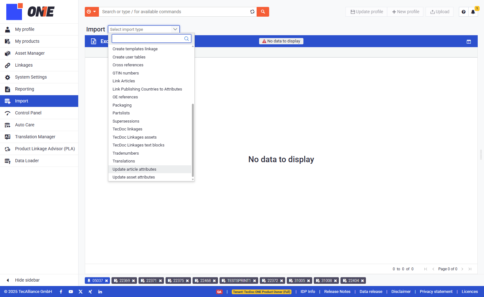Select the import you want to