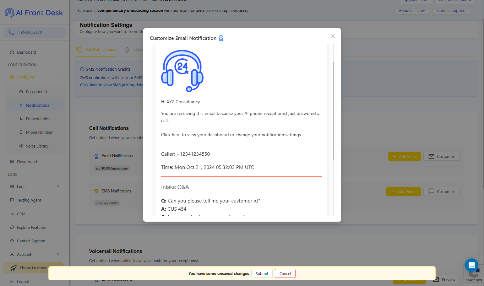 Check the sample email