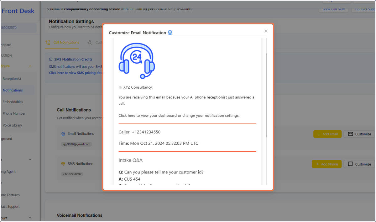 Check the sample email