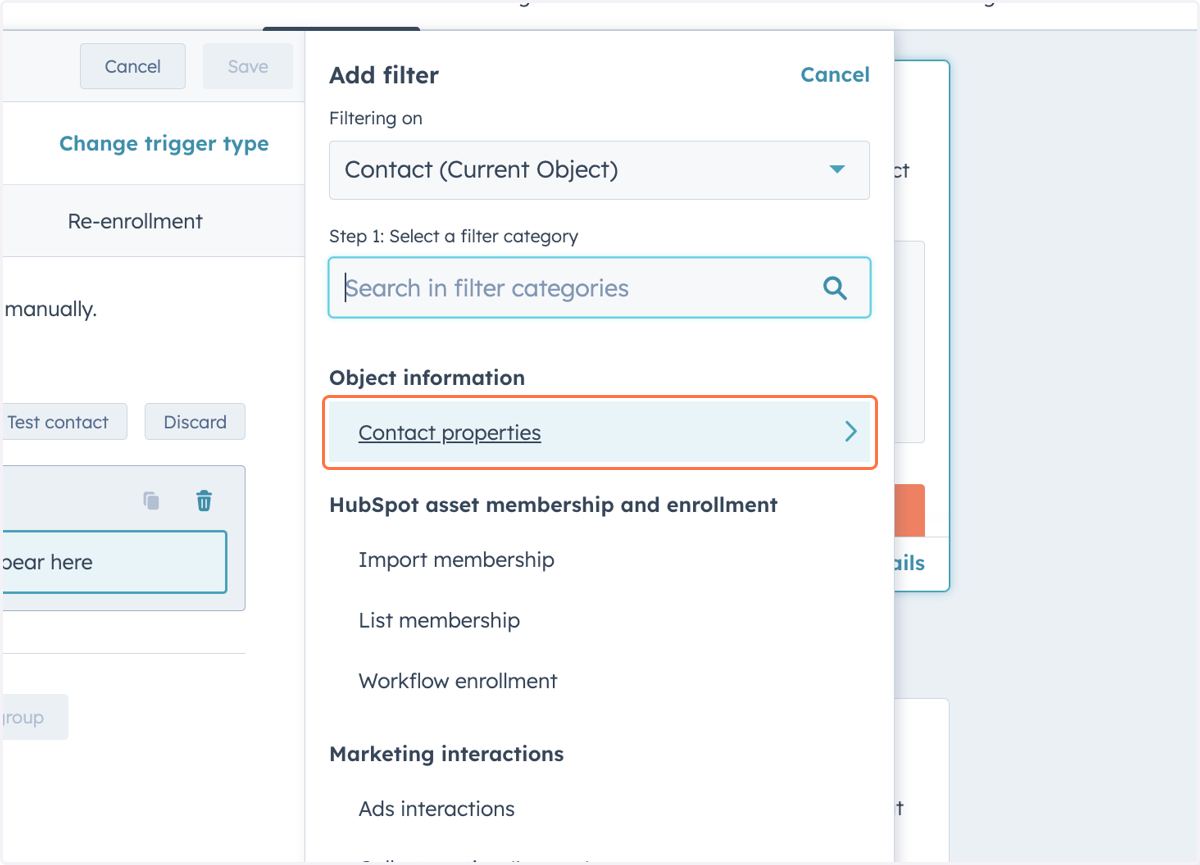 Click on Contact properties