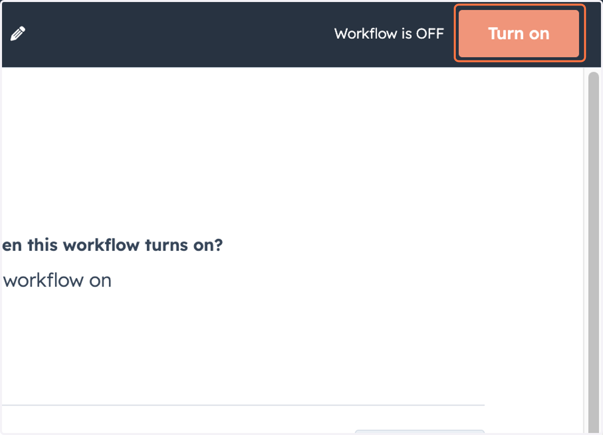 Click on Turn on