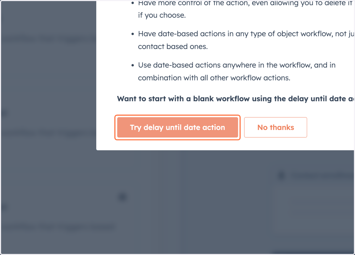 Click on Try delay until date action