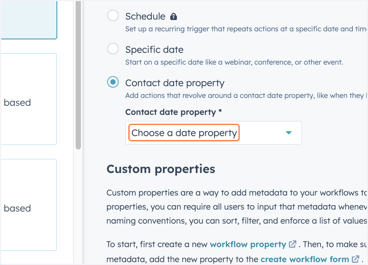 Click on Choose a date property
