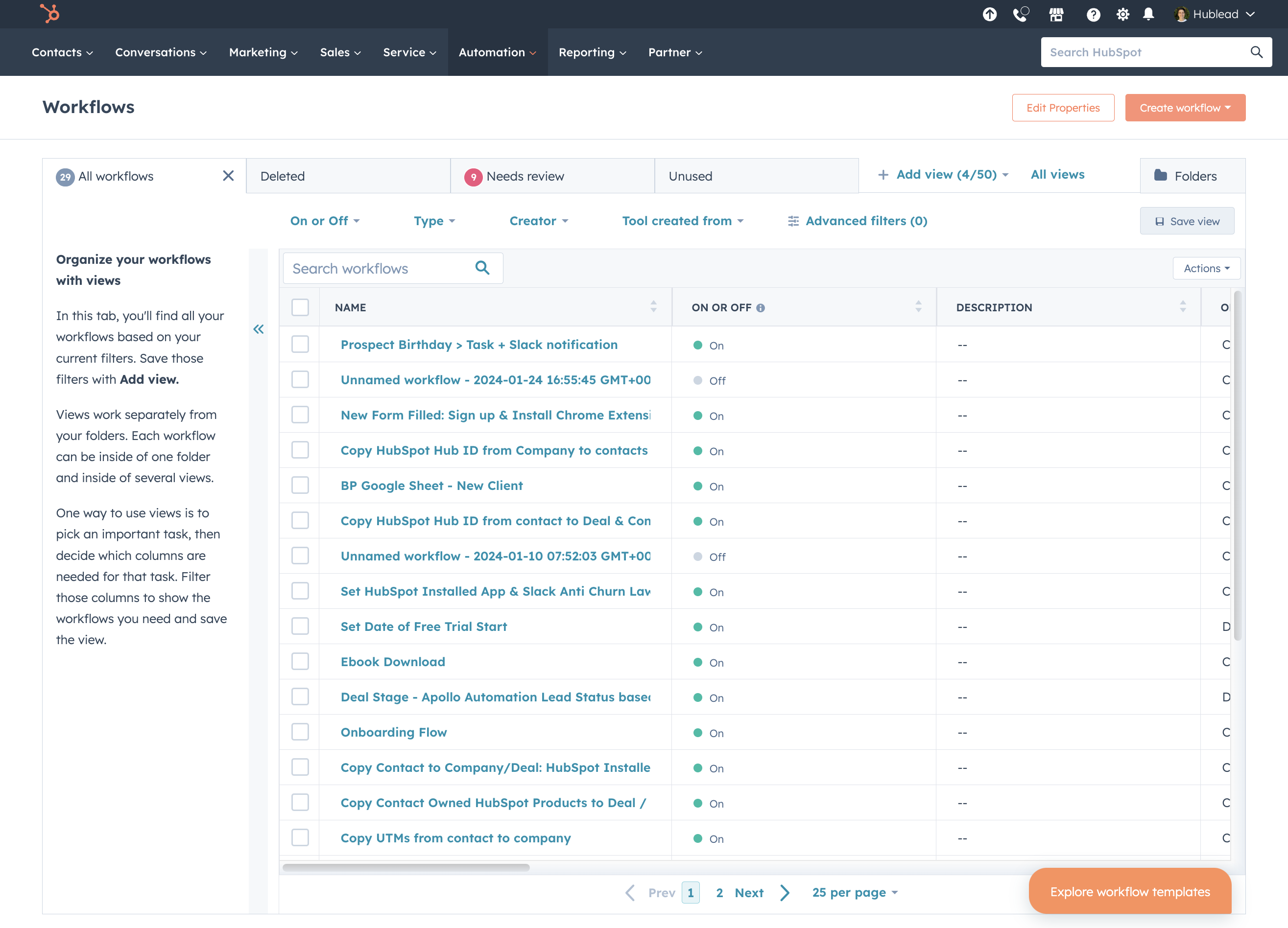 Click on Create workflow
