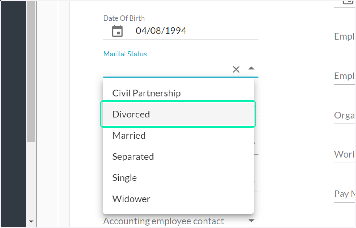 Marital Status (is not a mandatory field for Guernsey organisations)