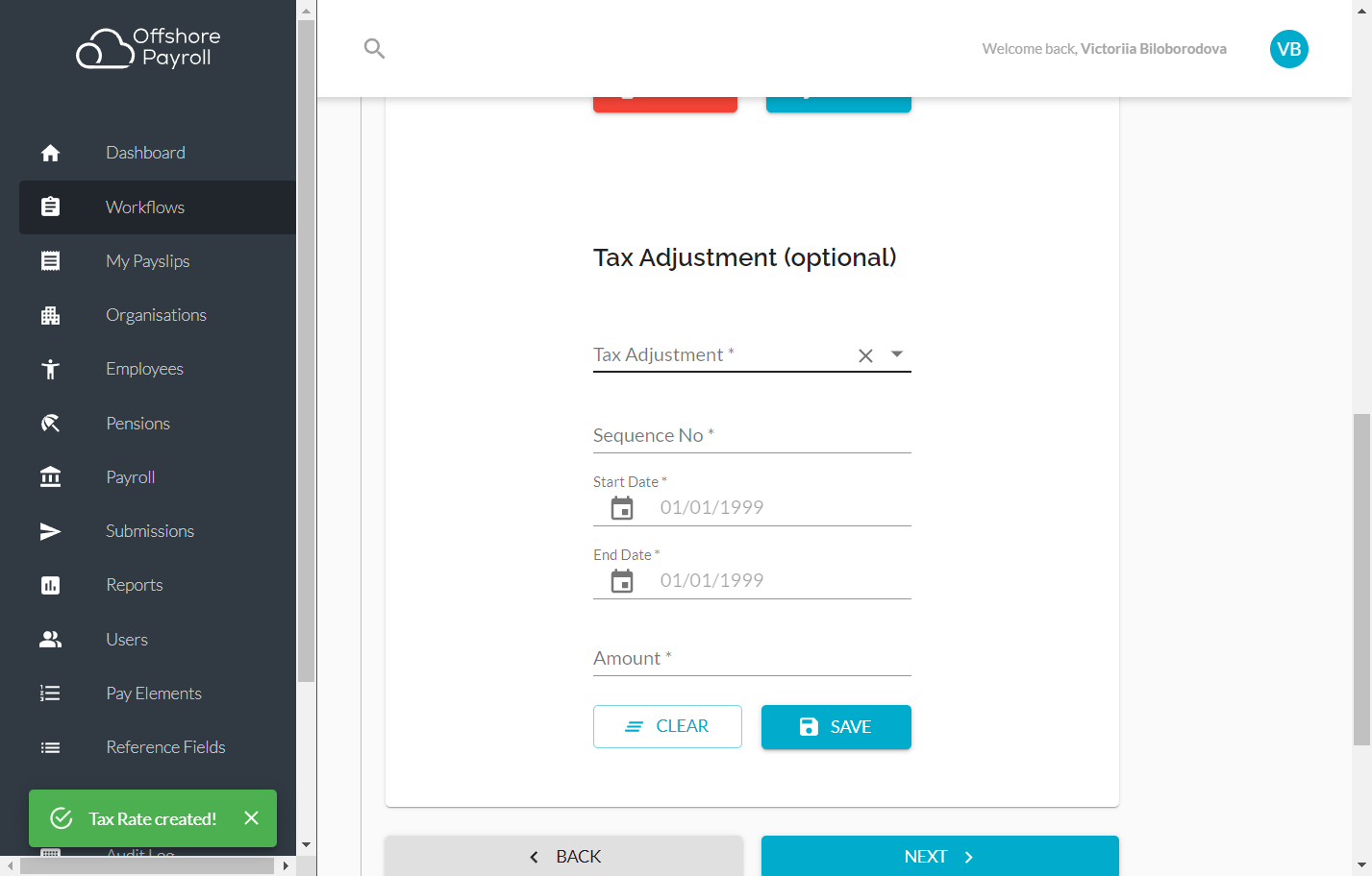 ​Tax Adjustmen (this step is optional)