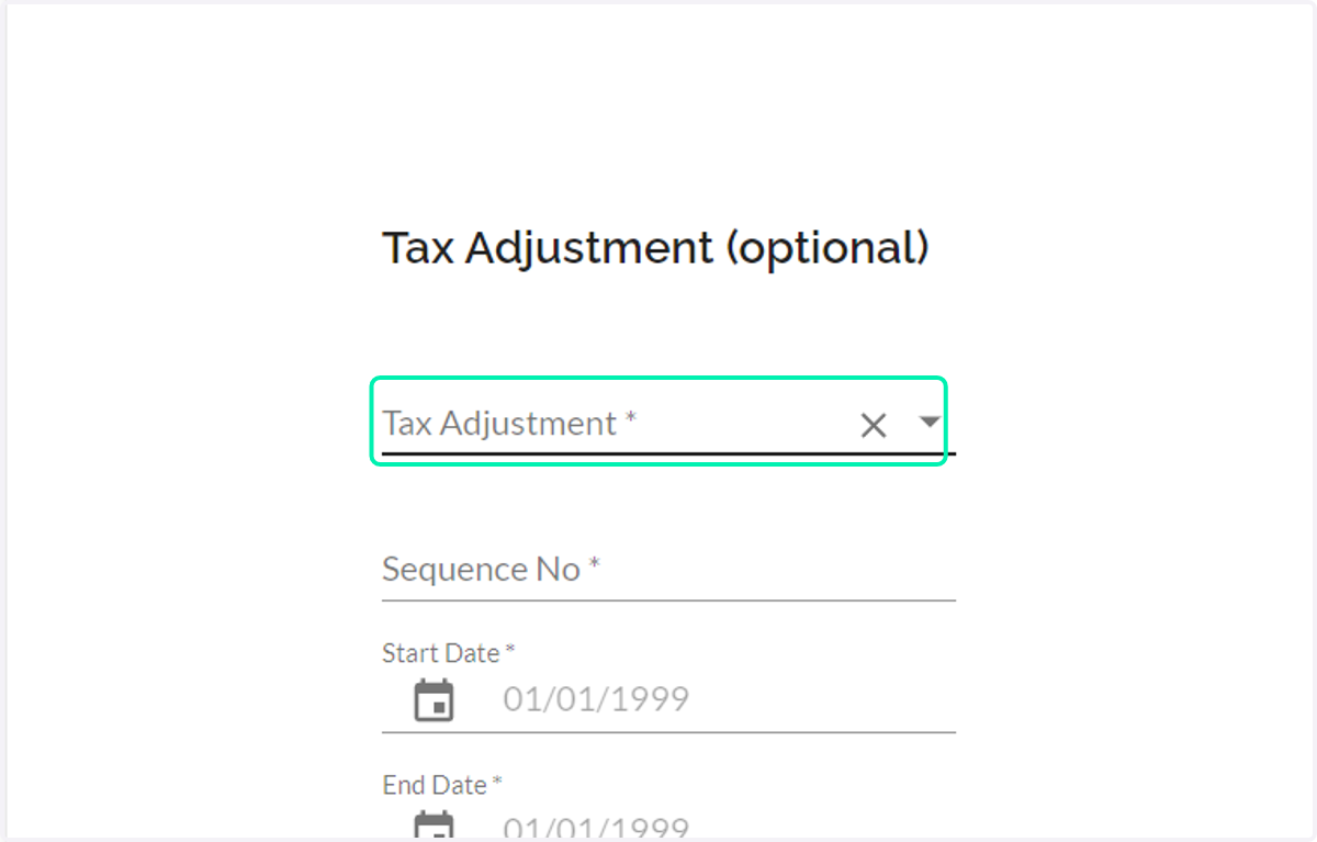 Tax Adjustmen (this step is optional)