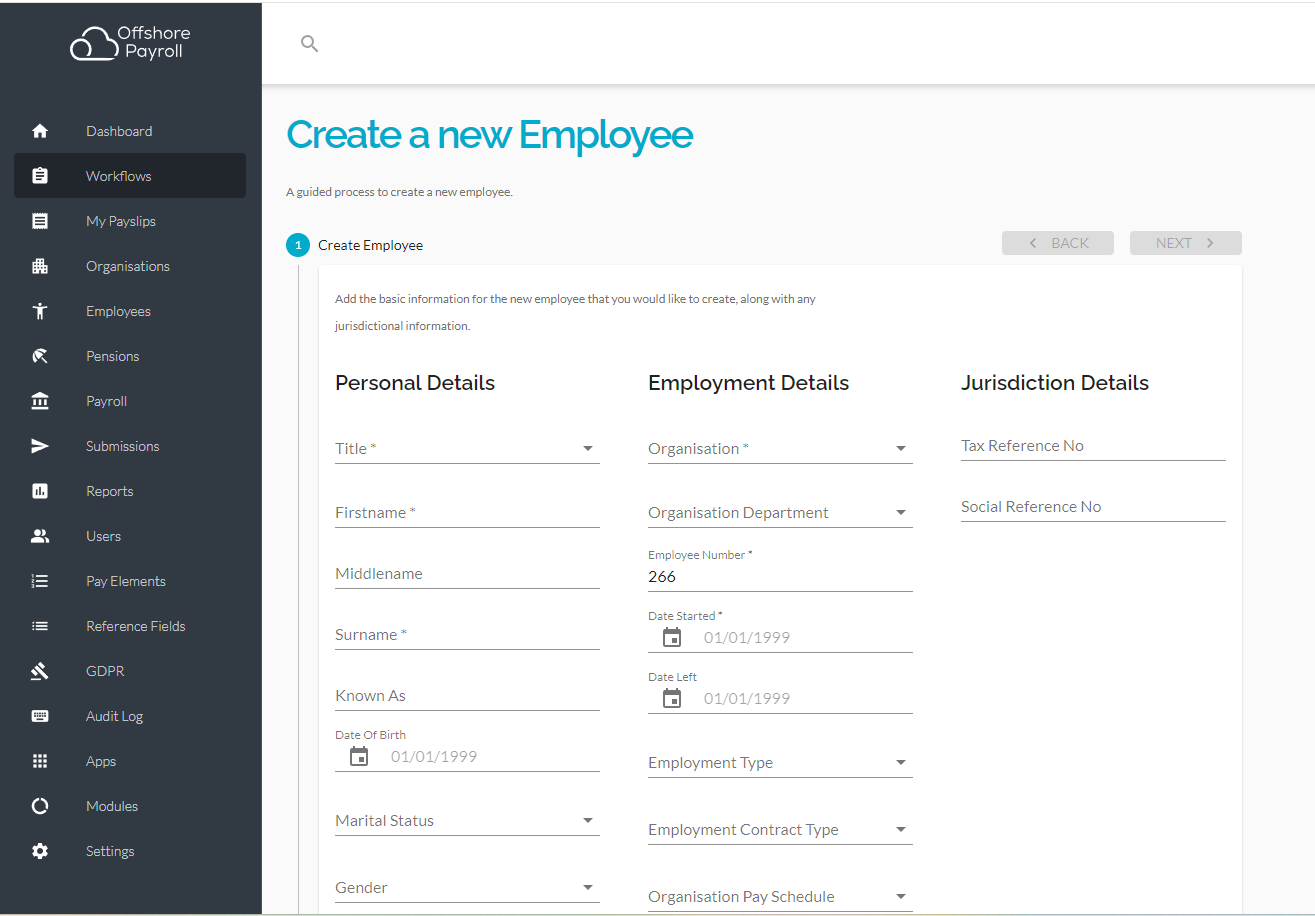 Create a new Employee
