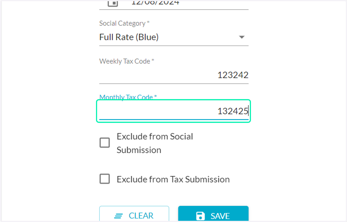 Weekly and Monthly Tax Code