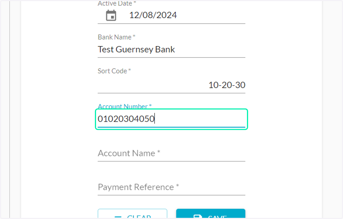 - Type Account Number