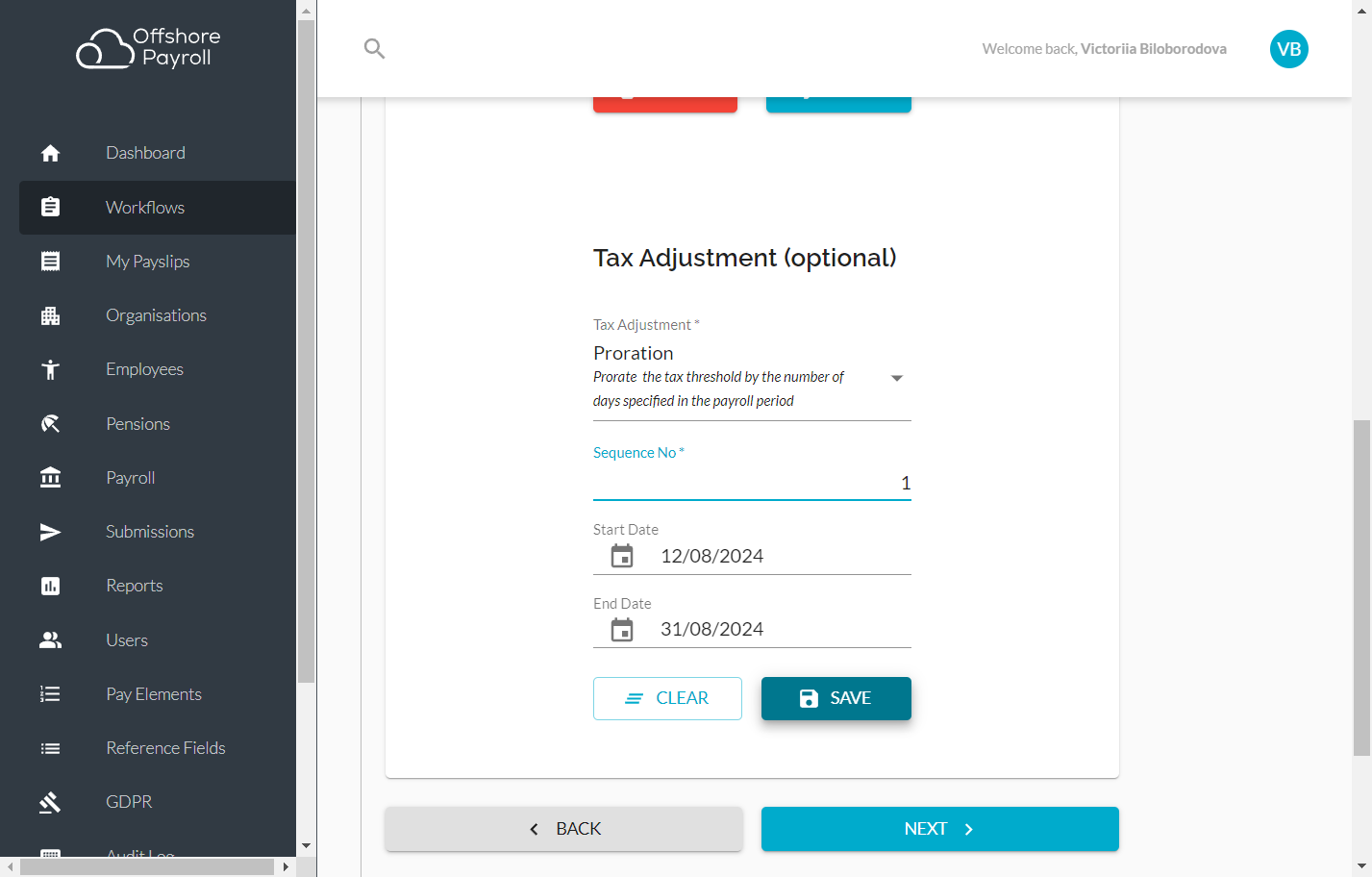 Ensure to click on SAVE for all provided information.
