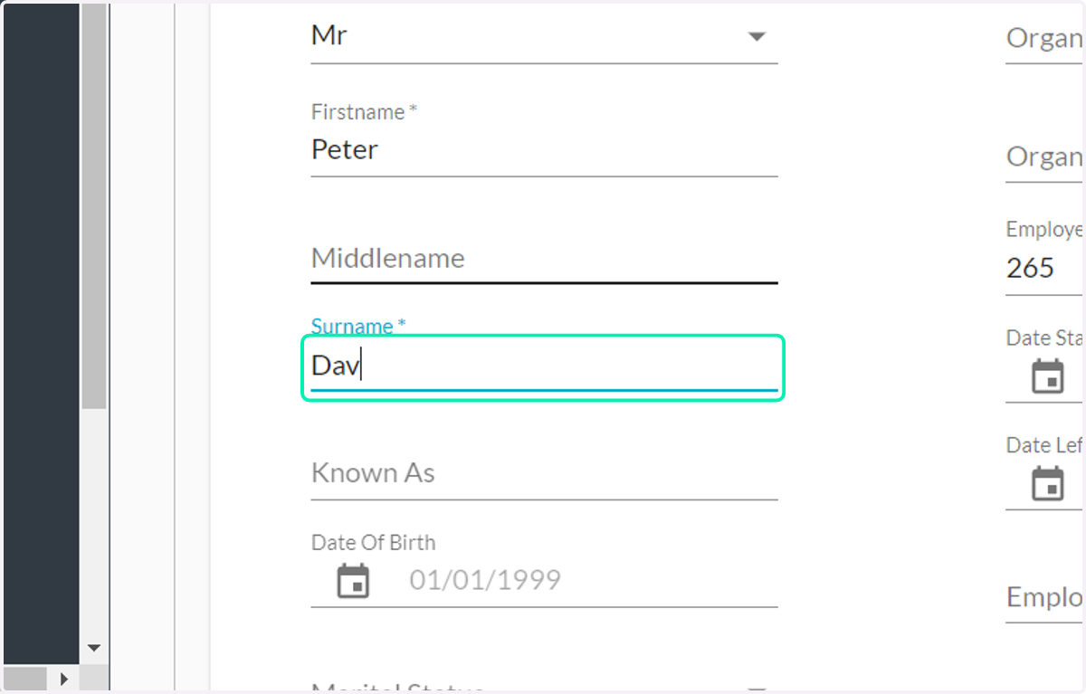 Employee's Surname