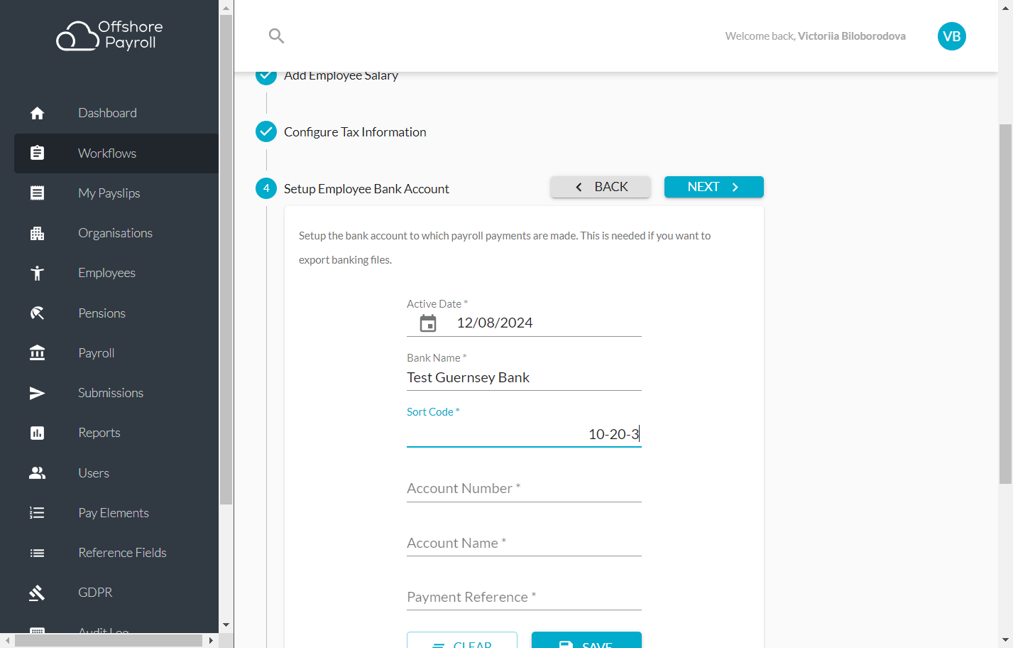 - Type Employee Sort Code
