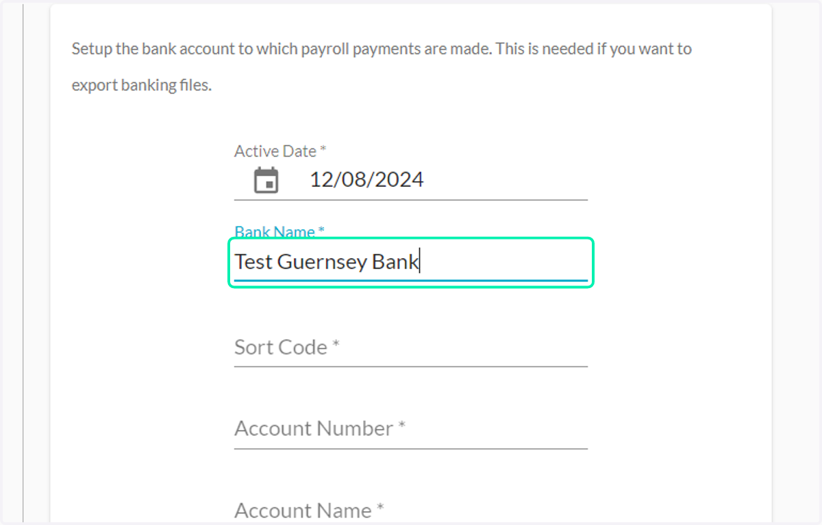 Enter the following bank details: