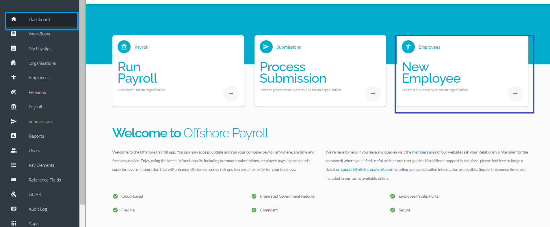 Click on Dashboard screen on the left menu list: