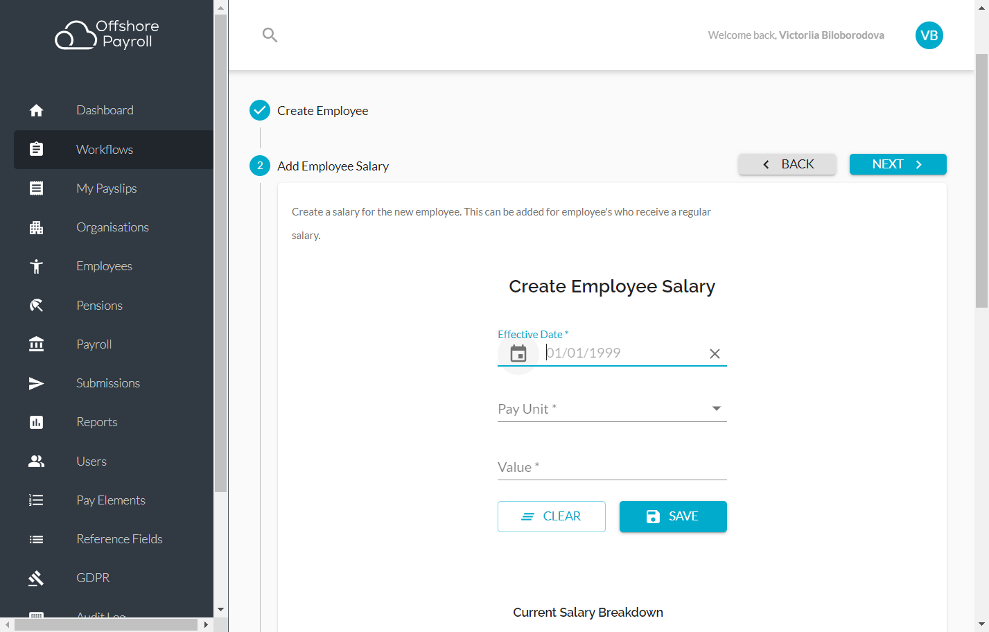 Add Employee Salary