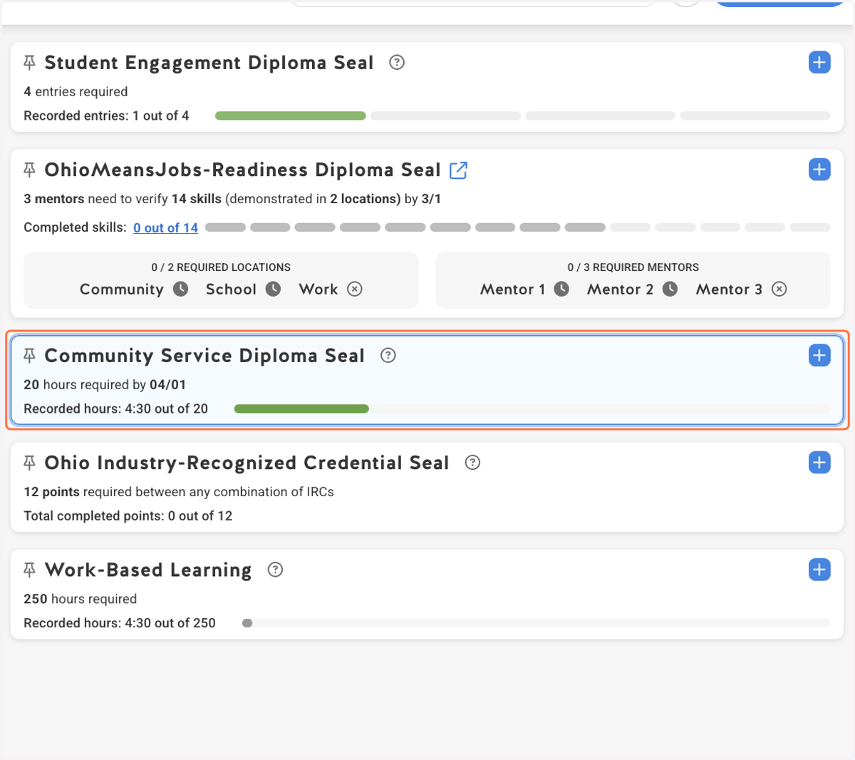 Click on Community Service Diploma Seal…