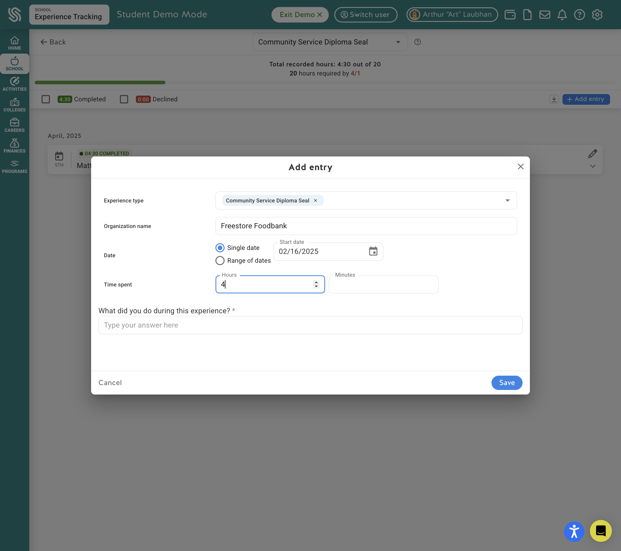 Provide the amount of time in hours and minutes spent with this service