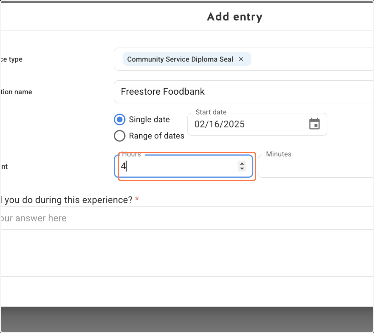 Provide the amount of time in hours and minutes spent with this service